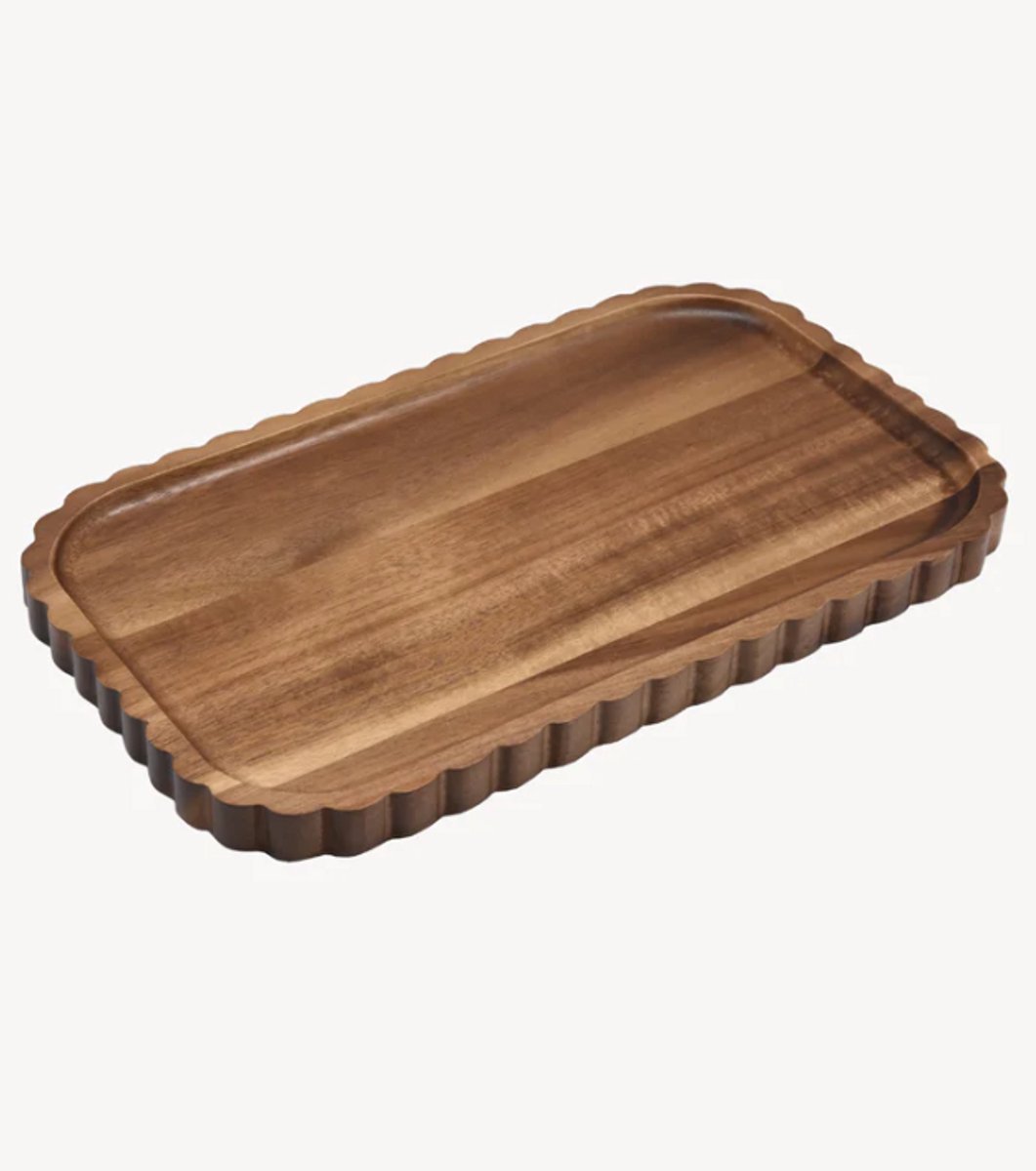 Zoha Acaciahouten Wave Serveerschaal – 39×25 cm – Handgemaakt – Houten Brood- & Hapjesschaal