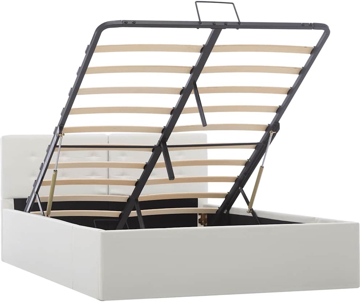 Tweepersoonsbed | Dubbelbed | Volwassenenbed | Bedframe met opbergruimte hydraulisch kunstleer wit 120x200 cm