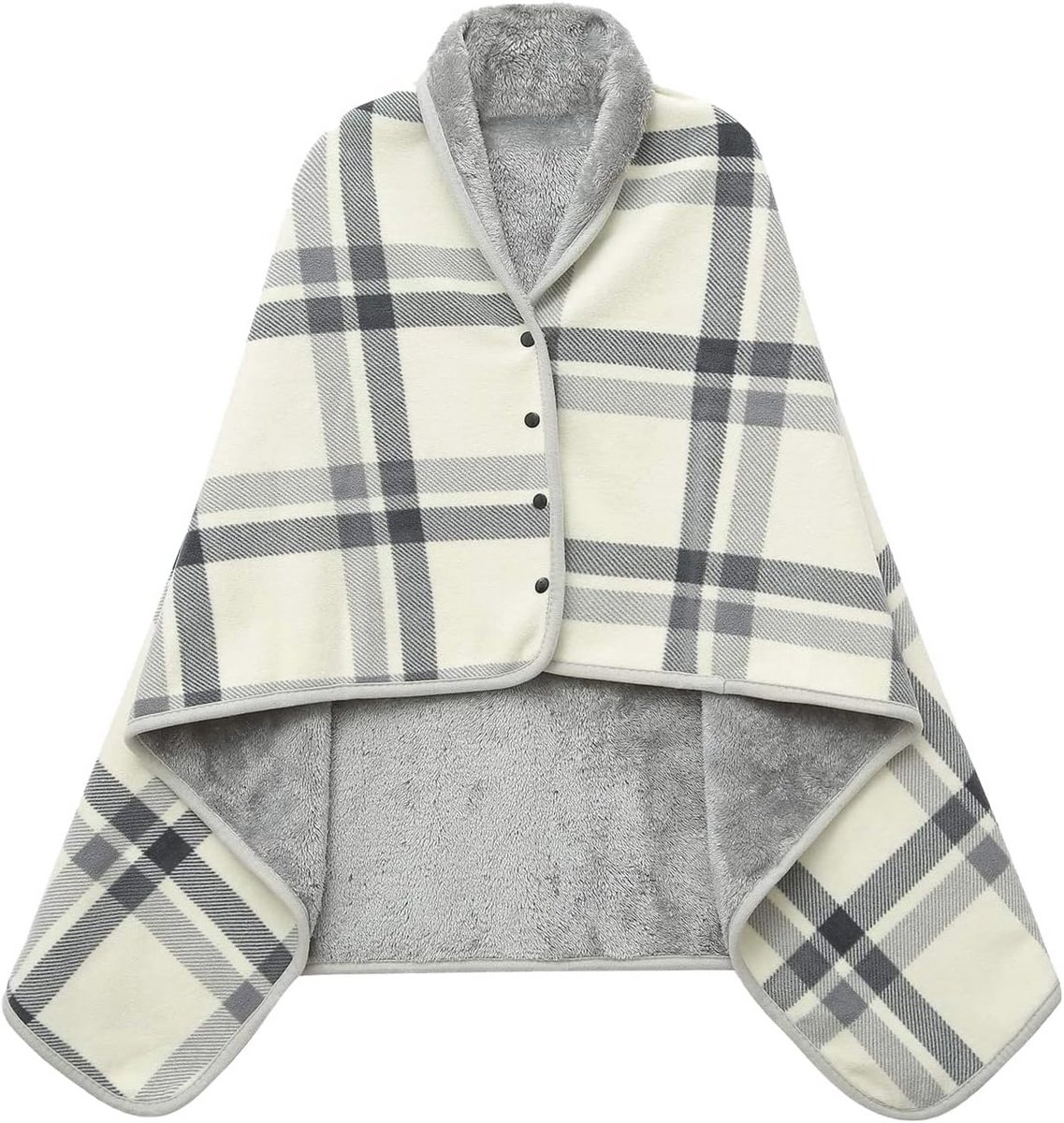 Comfortabele Poncho-deken voor Thuis en Buitenshuis - Draagbare Knuffeldeken in Groene Plaidstijl