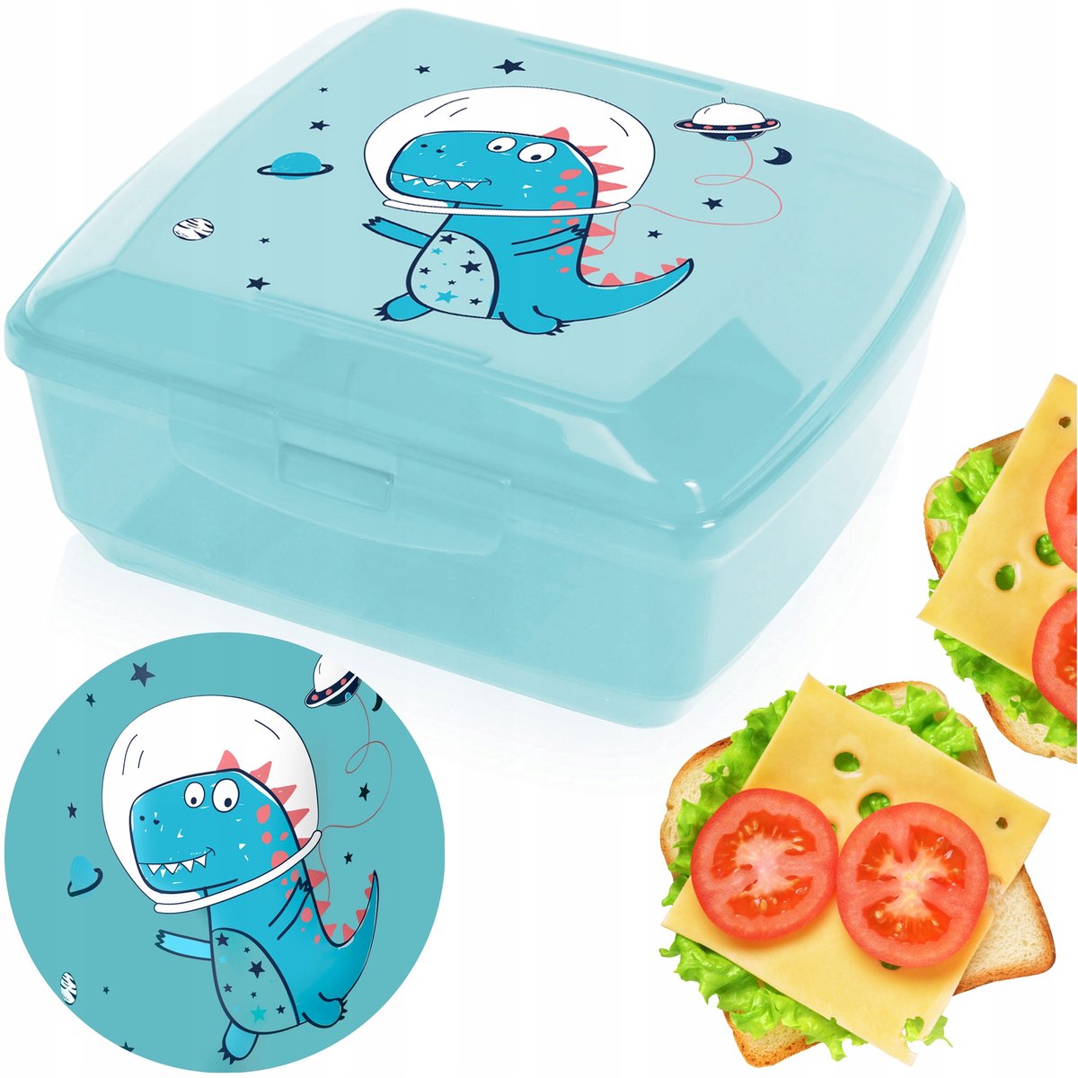 Dinosaurus Lunchbox Blauw - Kinderen Snackdoos BPA-vrij