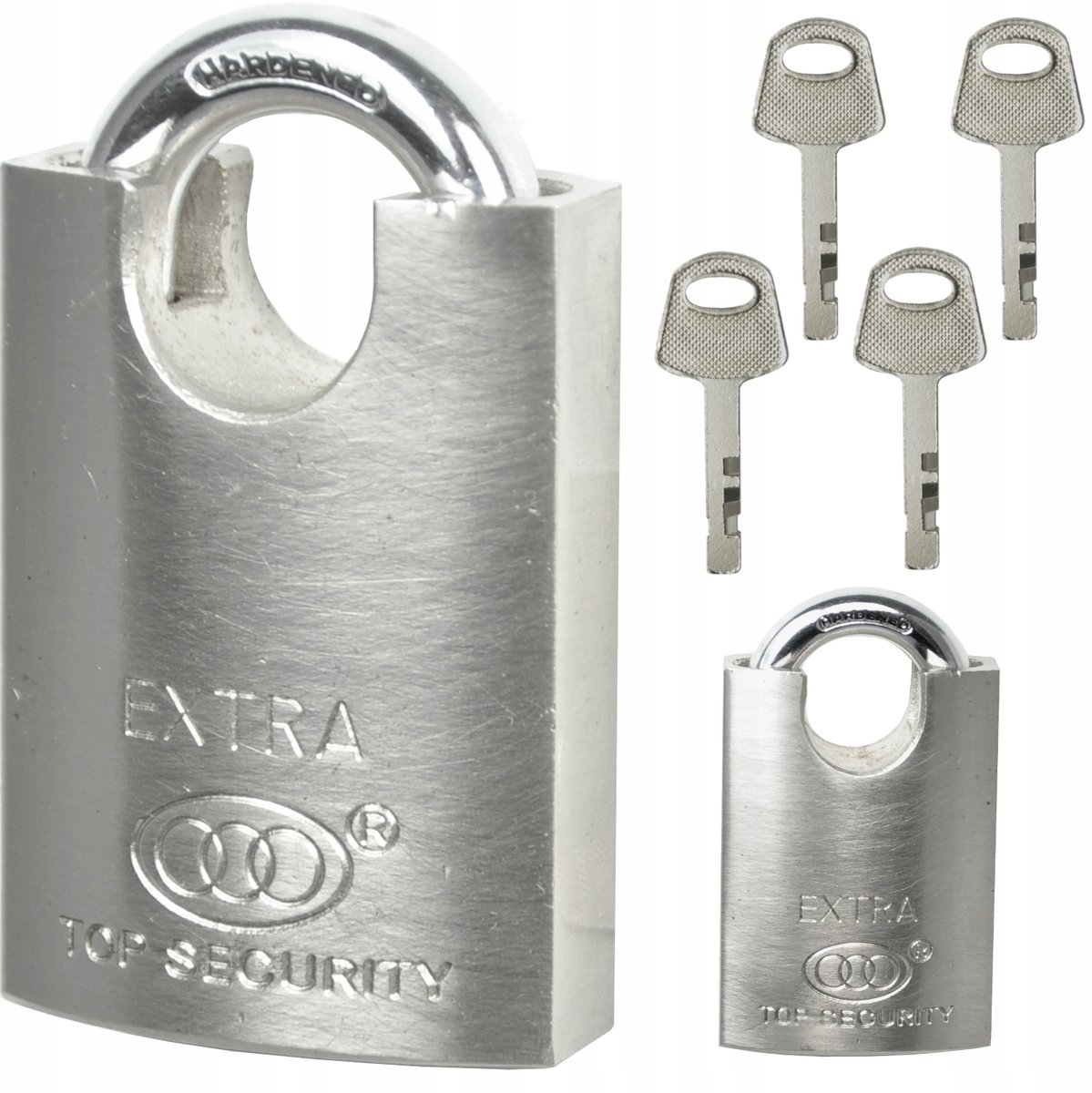 Versterkte stalen hanggleuf 60 mm nikkel - 4 sleutels