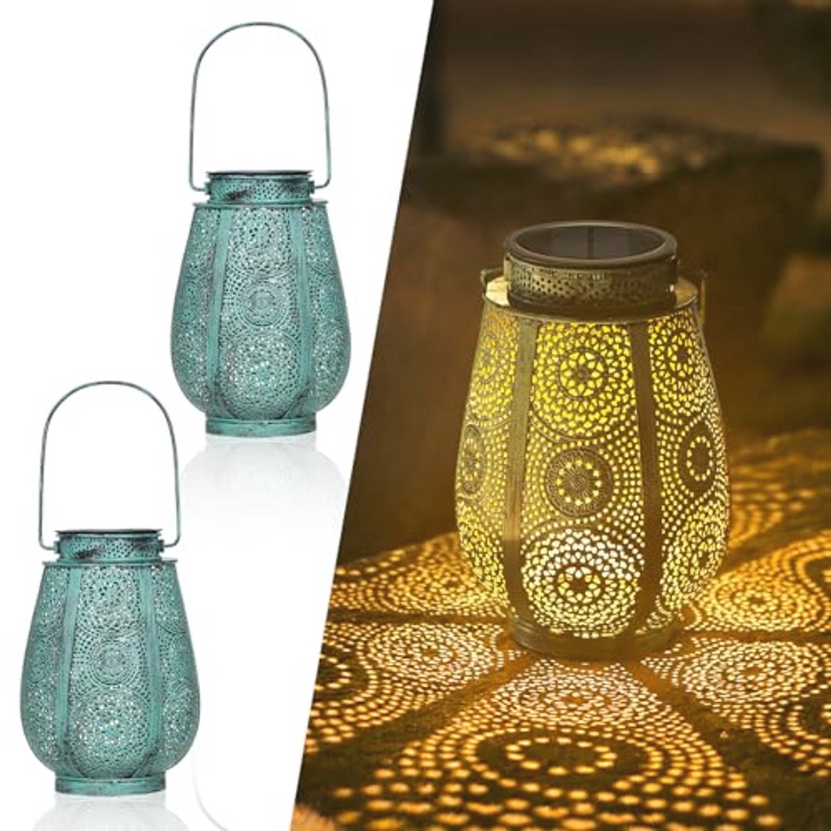 Zonneenergie Hanglampen voor Buiten - Vintage IP65 Waterdichte Lantaarn voor Tuin en Balko