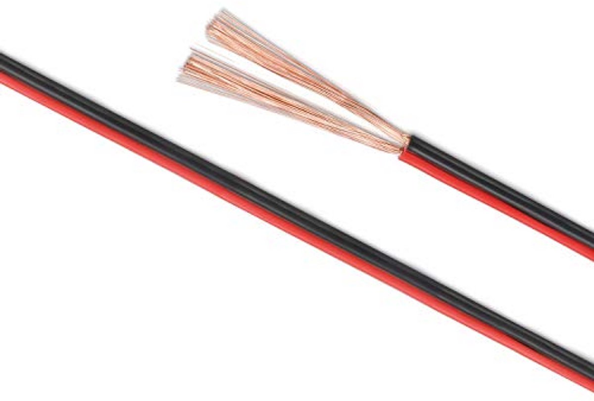Luidsprekerkabel 2x1,50mm² (boxkabel/audiokabel) 25m Rood/Zwart