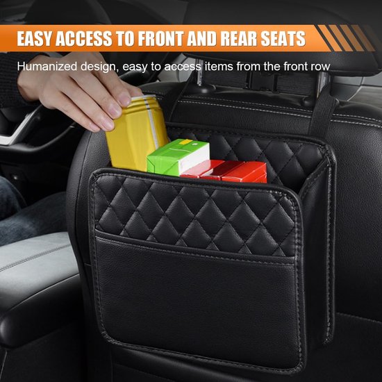 1 artikel - Auto achterbank organizer - Auto achterbank ophangtas - Hangende organizer - Auto opbergdoos - Essentiële auto reisaccessoire - Zwart - 25 x 25 cm - Geschikt voor de meeste auto's van Merkloos — afbeelding 3