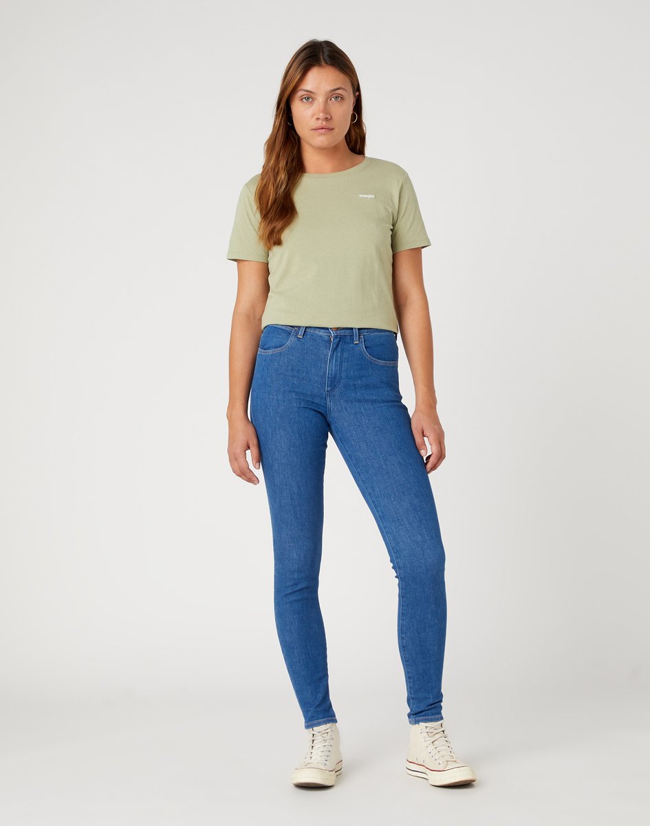 Wrangler HIGH SKINNY EYE LOVE YOU W31 X L32 Blauw