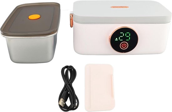 TTGoods - Draagbare Elektrische Voedselverwarmer Warmer voor Kantoor Auto Reizen - Oplaadbaar - USB Verwarming - 1L - Onderweg Dineren — afbeelding 3