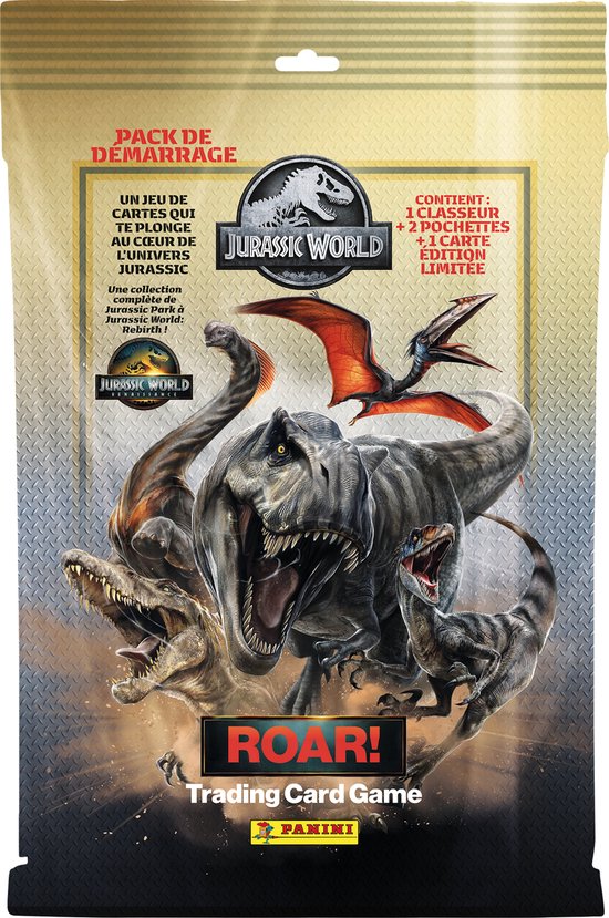 JURASSIC WORLD - Panini Trading Cards Starter Set - 1 Map + 3 boosters + 1 Exclusieve Trading Card