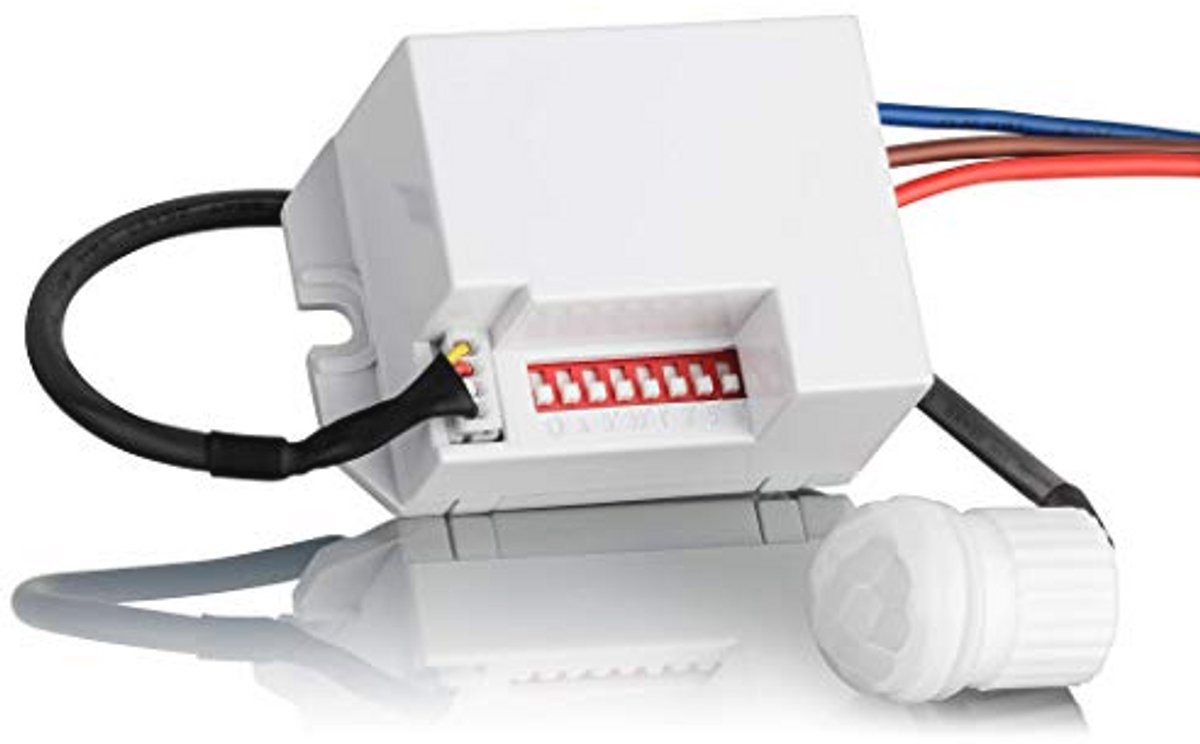 Mini Bewegingssensor Inbouw 4x, LED Geschikt, Detectiebereik 6m, 360°, Plafondmontage, Aanpasbare Infraroodsensor