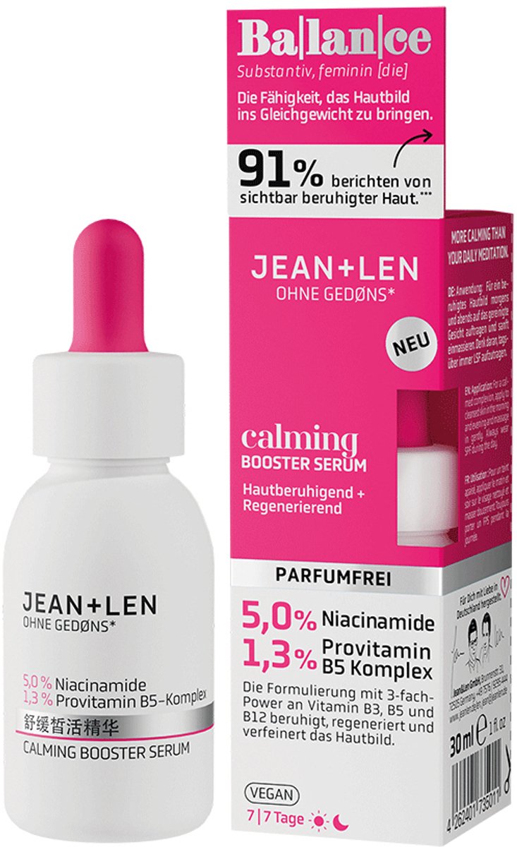 Jean & Len Calming Booster Serum - 30 ml | Met 5% Panthenol & Ceramiden - Kalmerend Gezichtsserum - Parfumvrij & Vegan