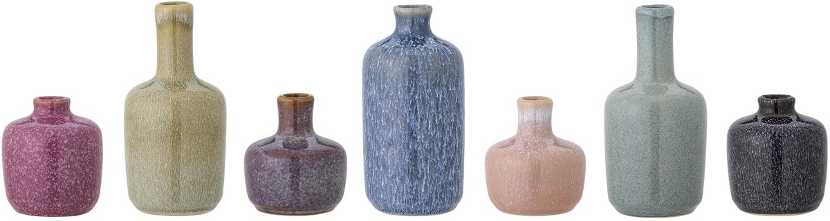 Vazen aardewerk groen Maien - set van 6 – 7 x 14 x 7 cm