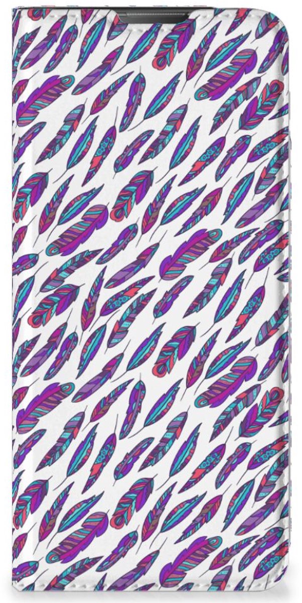 Standcase Hoesje voor Motorola Moto E20 Hoesje met Magneet Feathers Color