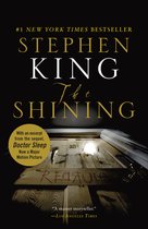 Couverture du livre The Shining avec le texte "#1 New York Times bestseller STEPHEN KING The SHINING". La porte est enfoncée et "REDRUM" y est écrit.