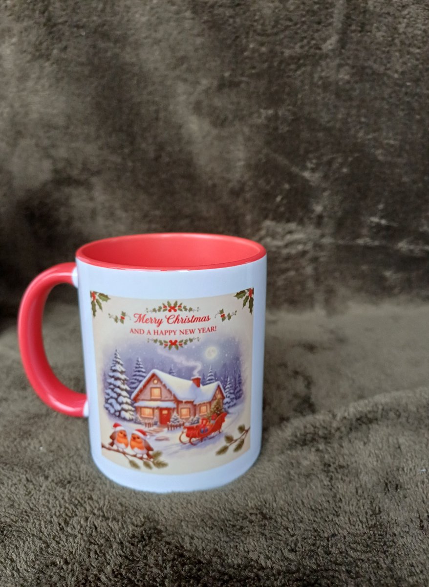 Klassieke Kerstmok Rood - Met Warme Engelse Wensen "Merry Christmas" en "Season's Greetings"