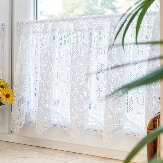 Série Markizeta Iness - Rideau ajouré prêt à poser - 200 x 40 cm - Wit