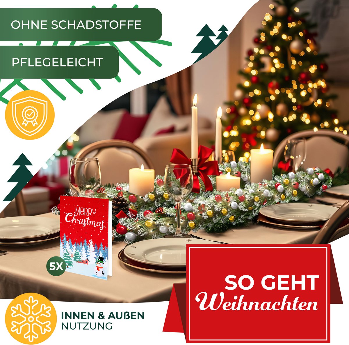 KESSER® Guirlande met verlichting - Kerstguirlande LED Kerstslinger Kerstversiering Kerstdecoratie – foto 6