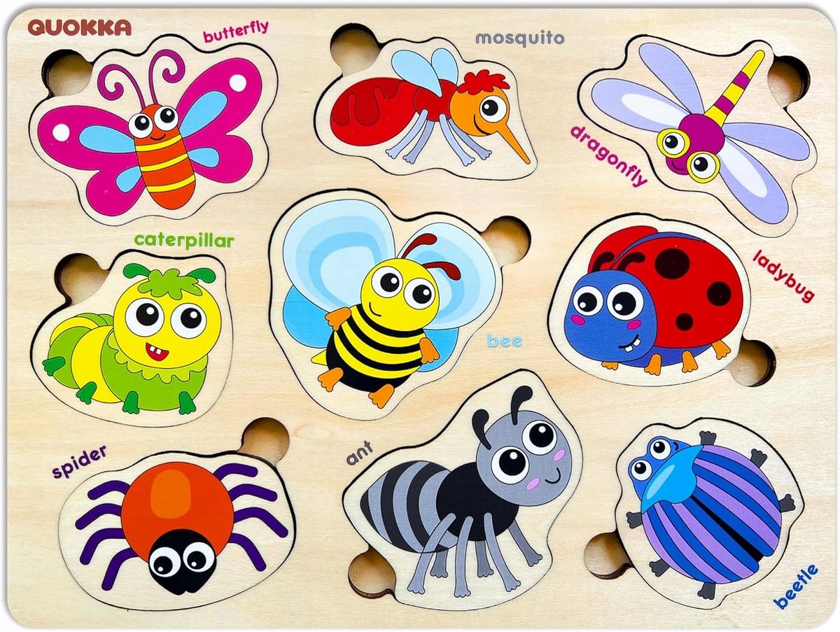 Houten Puzzel met Insecten - Educatief Speelgoed voor Kinderen