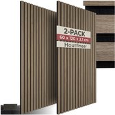 tectake® Akoestische Panelen - Set van 2 - Akoestisch Wandpaneel - 60 x 120 cm - 1,44 m² - Wandpanelen met Aanpasbare Grootte - Lattenwand van MDF en Houtfineer - Geluidsisolatie - Stijlvolle Wanddecoratie - Eenvoudige Montage - Donker Eiken