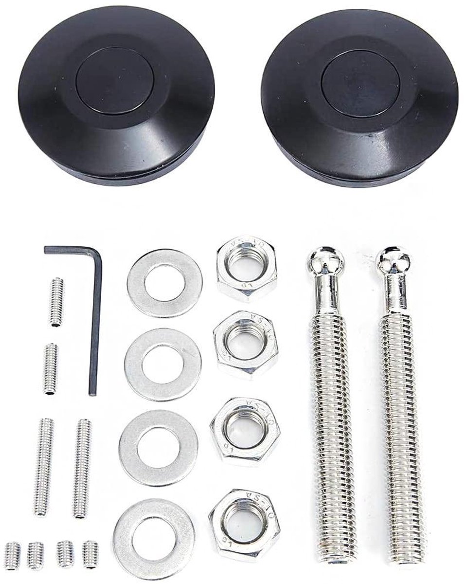 CSGoods - Universele Quick Release Auto Kap Pins Lock Kit - Zwart Aluminium - 2 Pack - 62 MM - Drukknop - Hood Bumper DIY