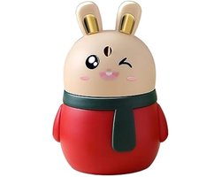 Schattige tandenstokerhouder in de vorm van een konijn, tandenstokerdispenser met drukknop, handig huishoudelijk hulpmiddel, 6 cm in diameter, 12 cm hoog - rood.