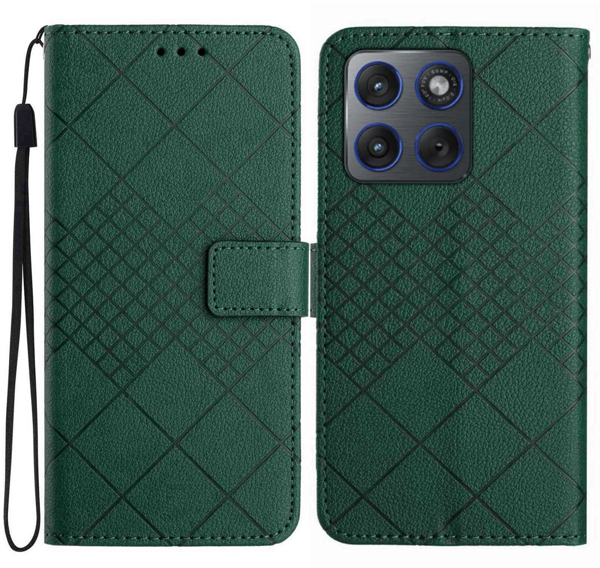 Coverup Hoesje - Geschikt voor Motorola Edge 70 Hoesje - Coverup Rhombus Book Case - Groen