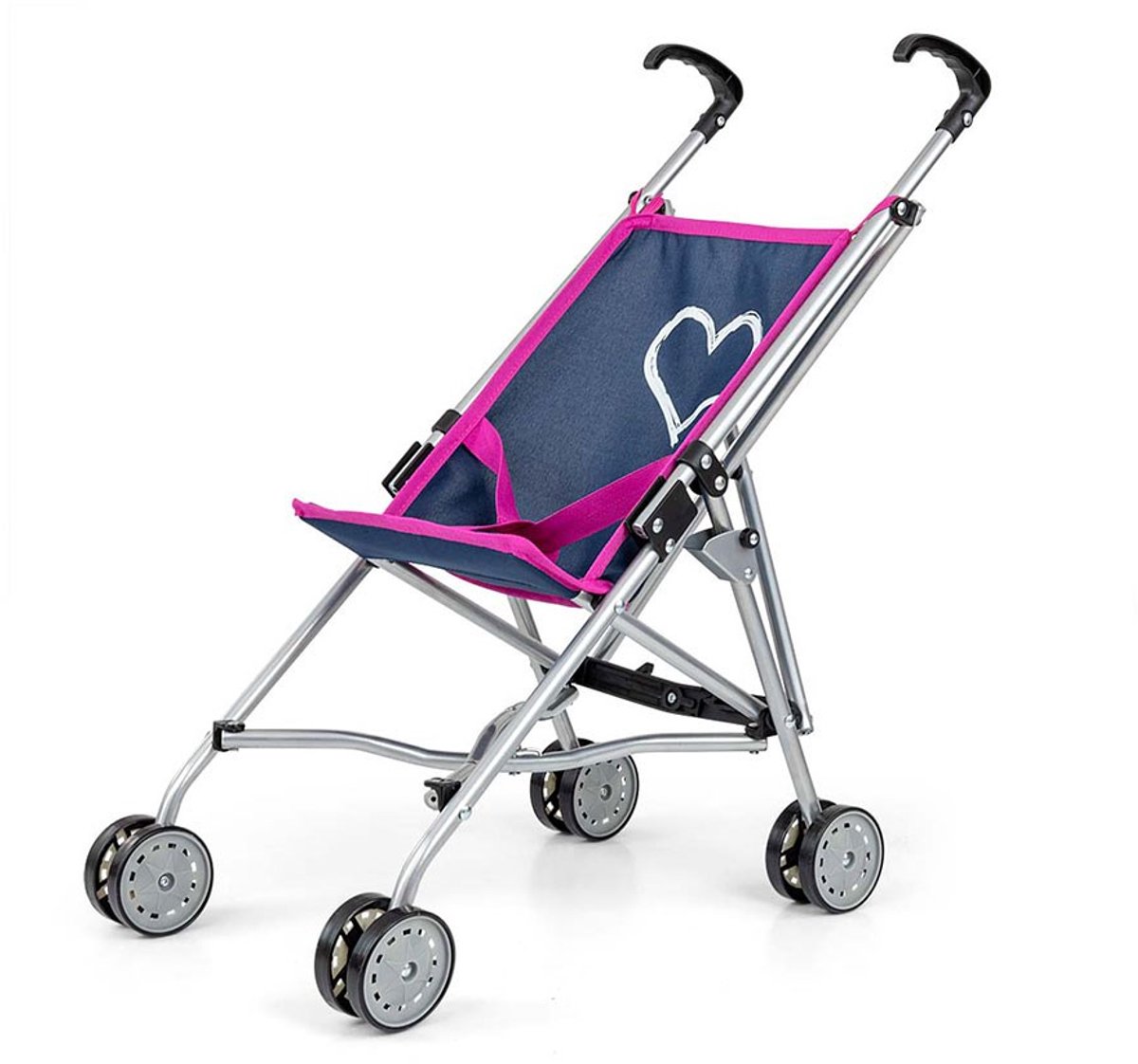 Milly Mally Julia poppenwagen marineblauw 54cm - Speelgoedwagen