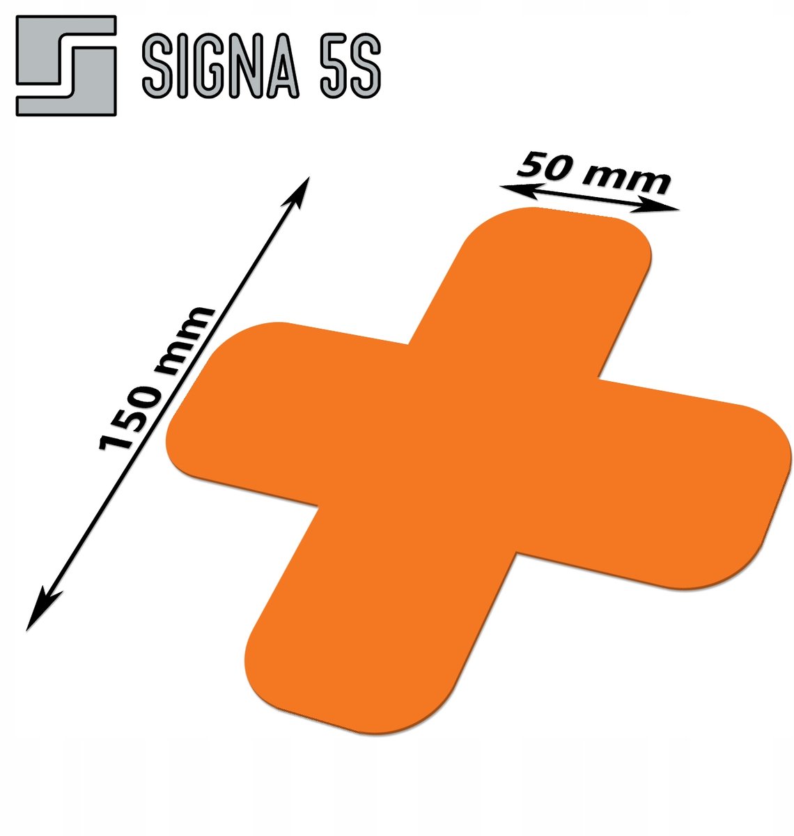 SIGNA 5S Vloermarkering X-vorm, 150x150mm, Oranje