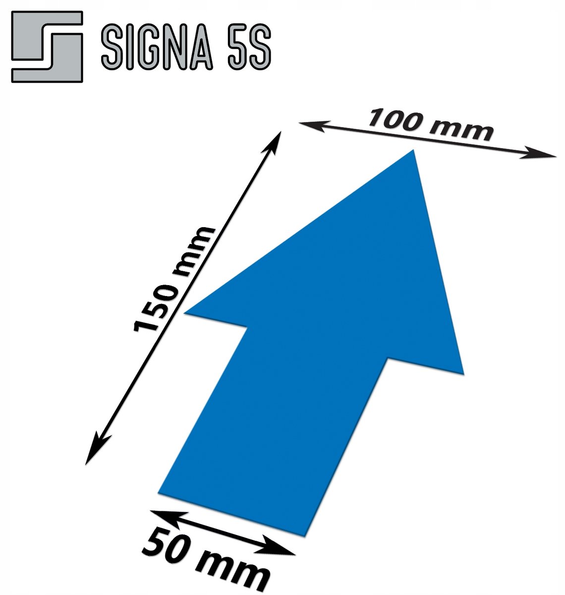 SIGNA 5S Vloermarkering Pijl Blauw 100x150mm - Lean & 5S