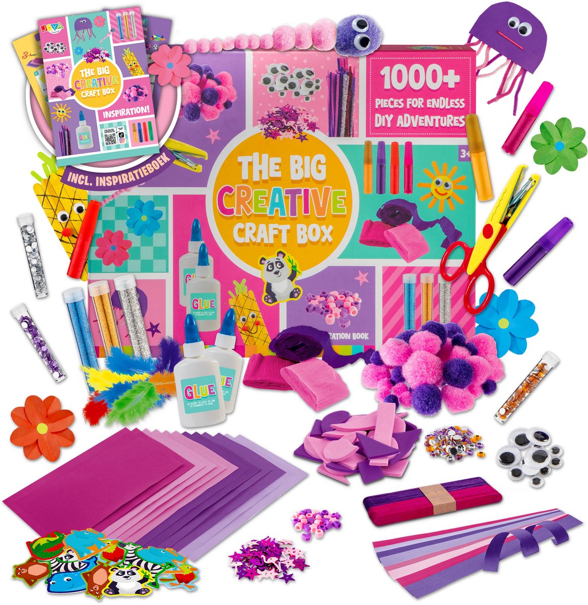 Grafix XXL Knutselkoffer voor meisjes - meer dan 500 onderdelen - Hobbypakket - Knutseldoos | In handige opbergkoffer