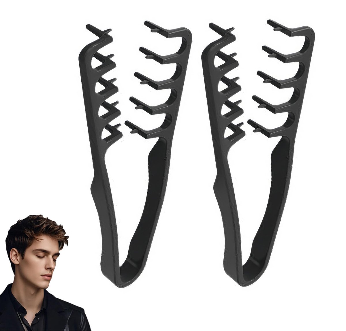 2-stuks Haarstylingkam - Texturerende kam - Kam met brede tanden - Tool voor volumetoename bij de wortels - Bedekt ponynaden - Lichtgewicht ontwerp - Schoonheidsaccessoire voor salonstyling - Geschikt voor mannen en vrouwen - Zwart