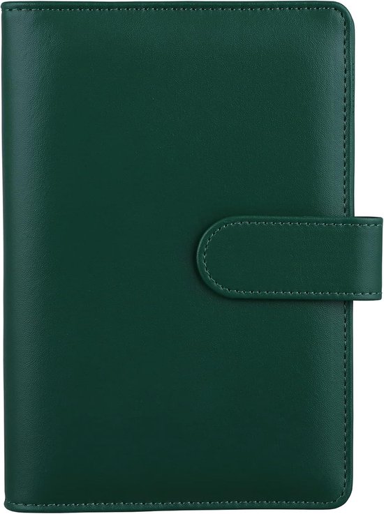 Foto: A6 budgetmap van pu leer notitieboekmap met 6 gaten en verwisselbare insteekhoezen persoonlijke financi le planner losbladige portemonnee met contant geldwisselvak donkergroen