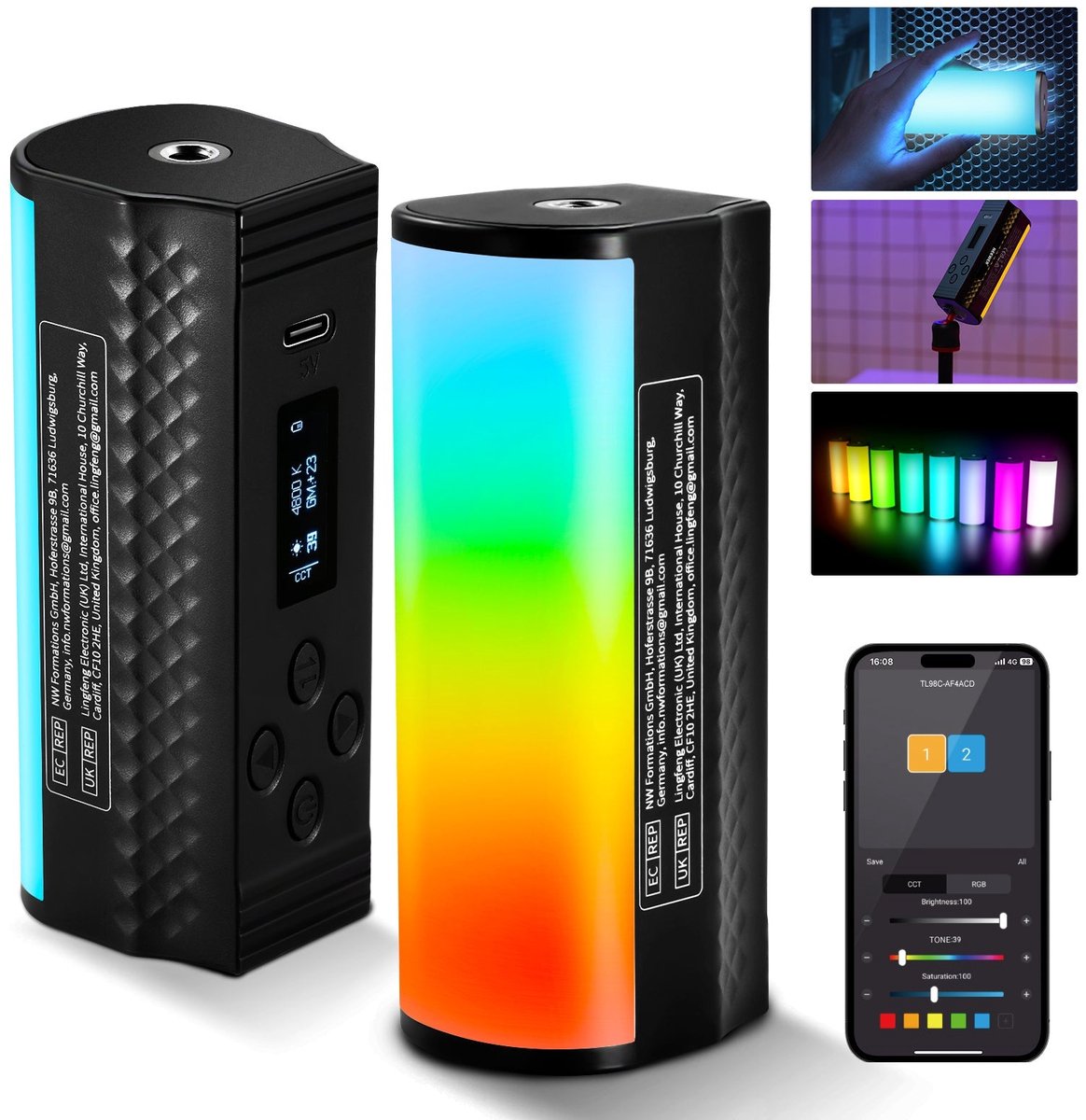 Neewer TL98C Magnetic Handheld Light Wand Full RGB with APP/DMX Control - magnetische lamp - kleuren lamp - app besturing