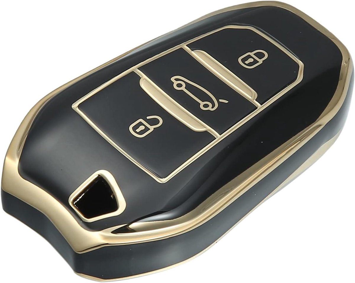 Provento - Siliconen Sleutelhoes Cover Zwart voor Auto - Sleutelhanger Shell Protector - Peugeot 2008 2020-2021