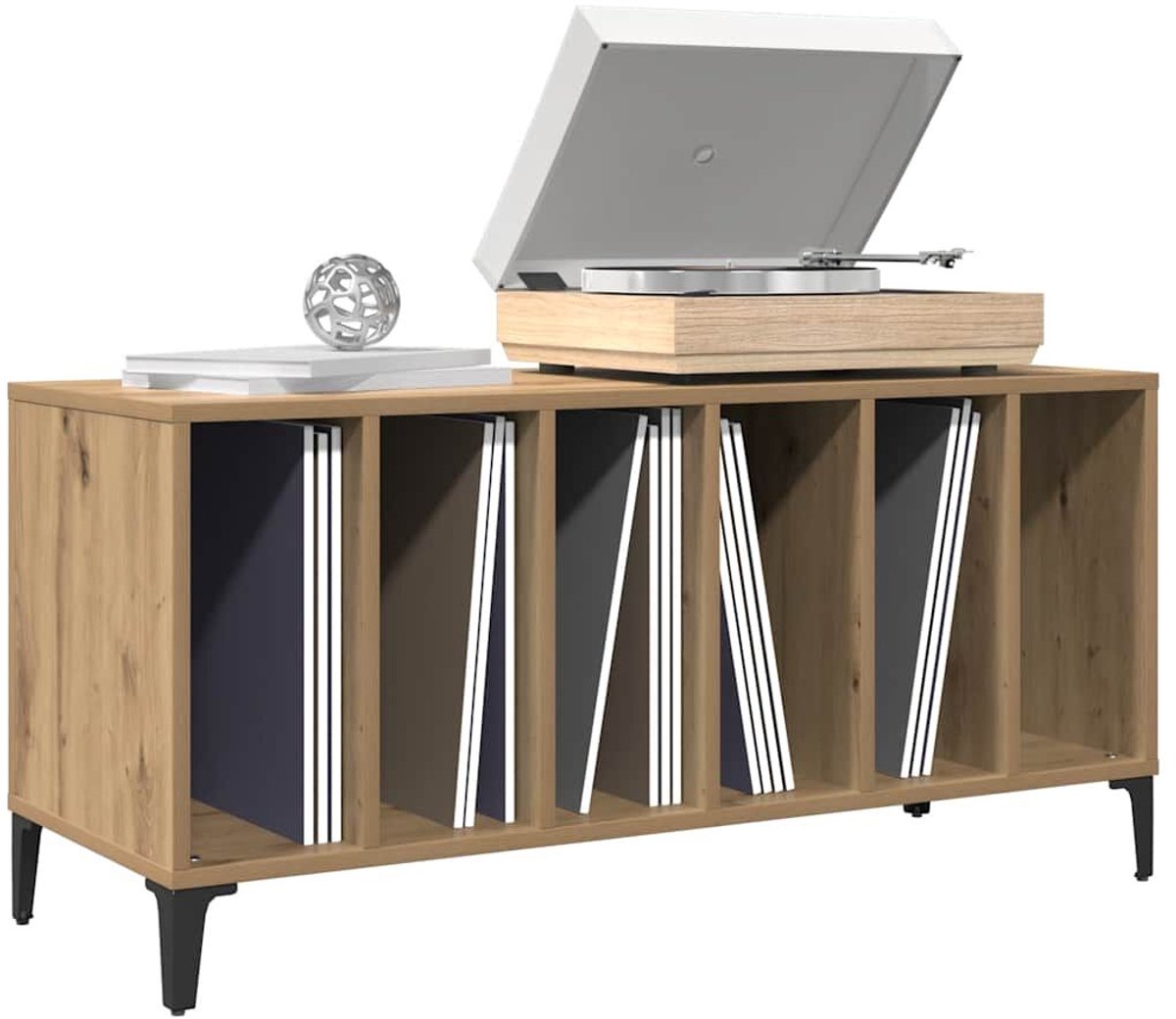 Platenspeler Meubel - LP-kast - Platenspelerkast - Draaitafelstandaard - Platenspelerstandaard - Vintage Displayplank - Artisan Eiken