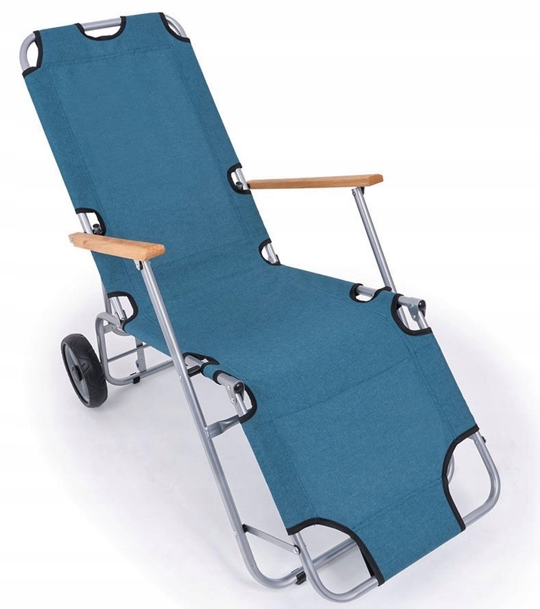 Opklapbare ligstoel met wielen, verstelbaar, voor tuin en strand