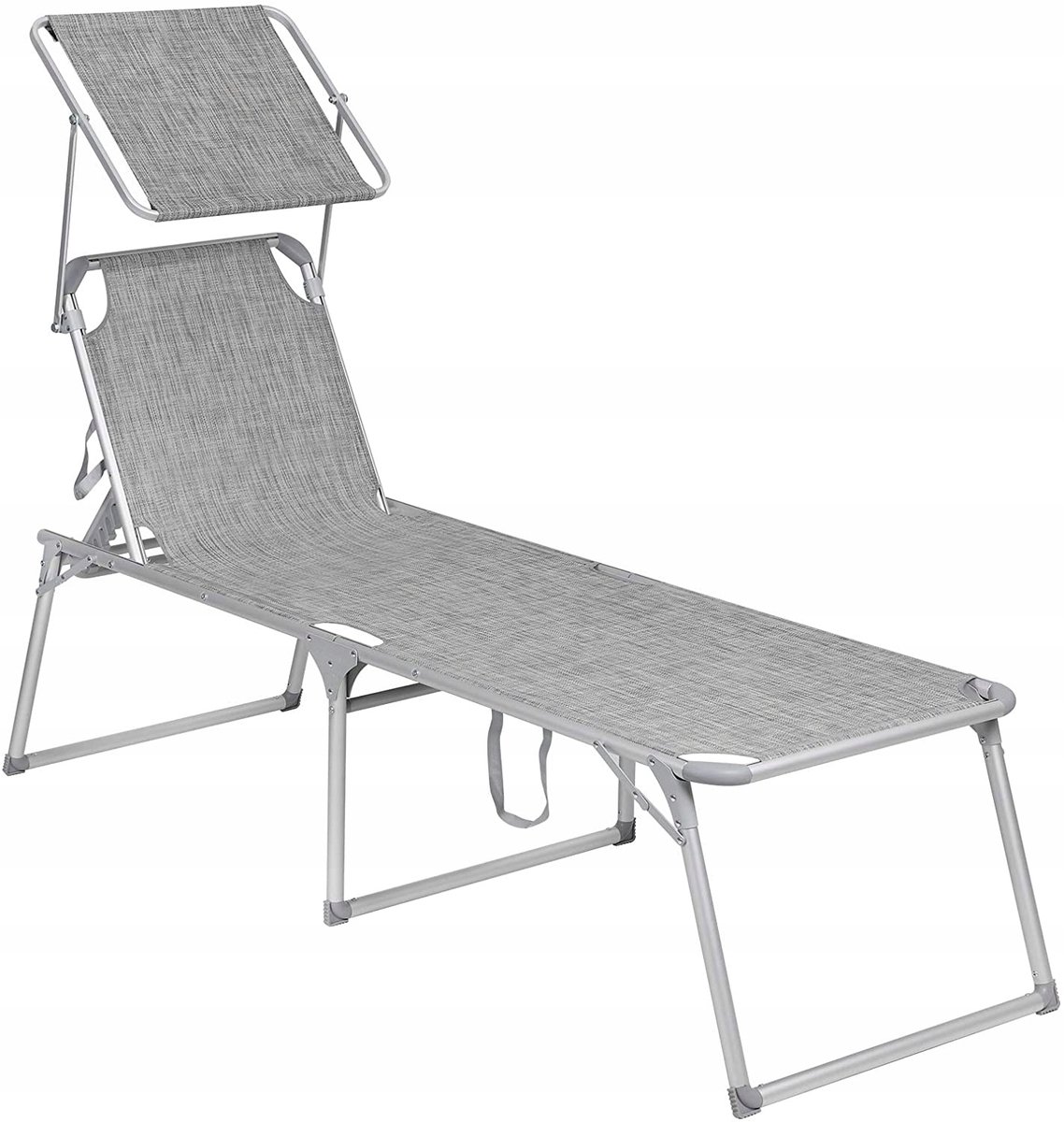 Opvouwbare loungestoel met Zonnekap - Grijs - 65x200 cm