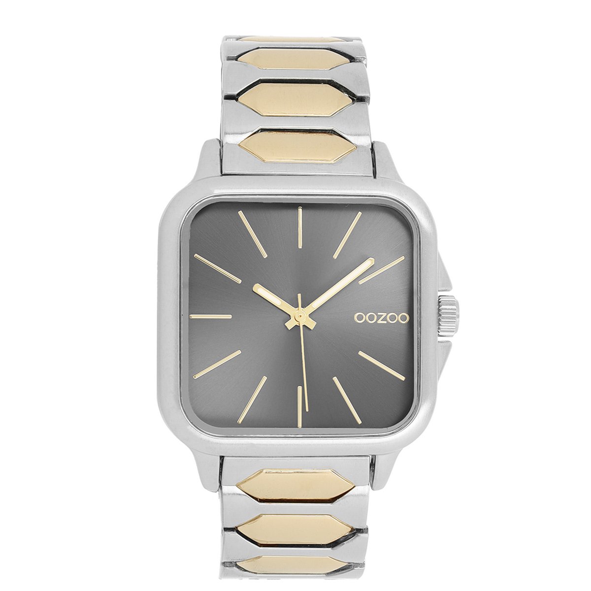 OOZOO Timepieces - Zilverkleurige horloge met zilverkleurig-gouden roestvrijstalen armband - C11604