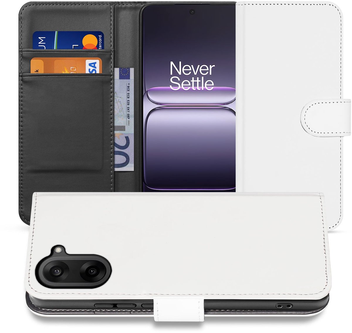 OnePlus Nord CE 5 Book Case Wit Met Pasjeshouder Kunstleer