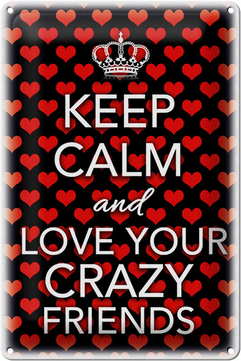 Blechschild Spruch 20x30cm Keep Calm and love crazy friends