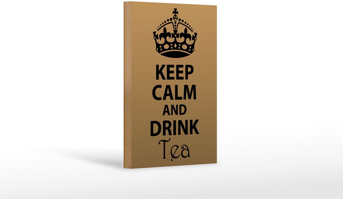 Holzschild Spruch 12x18cm Keep Calm and drink tea