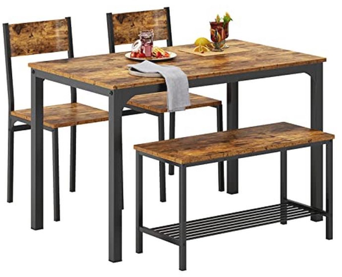 Eettafel en Stoel Set voor 4 Personen - Vintage Keuken en Eetkamer Meubels