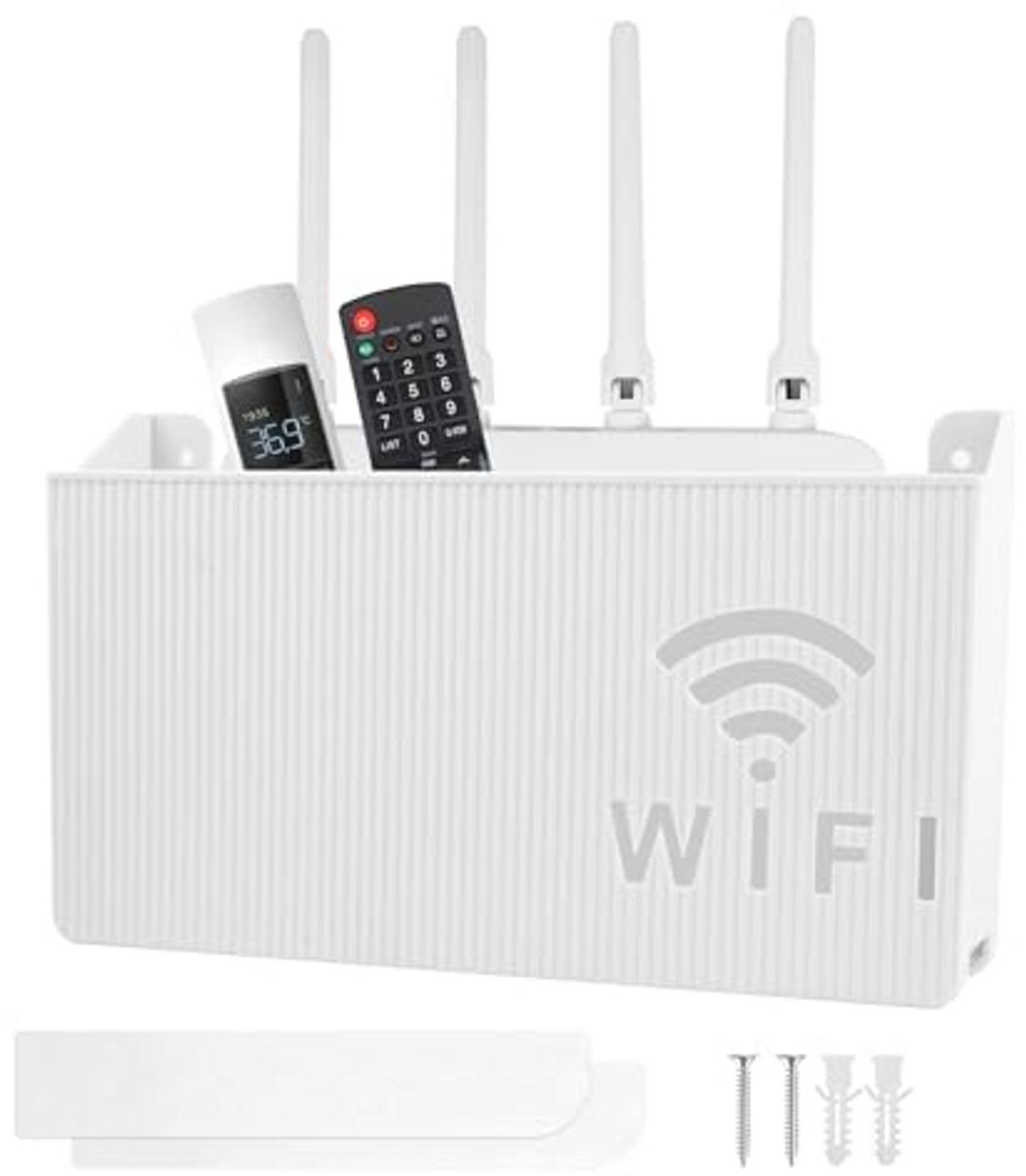 Wit Wifi Router Opbergdoos - Wandmontage en Kabel Organizer voor een Opgeruimde Ruimte