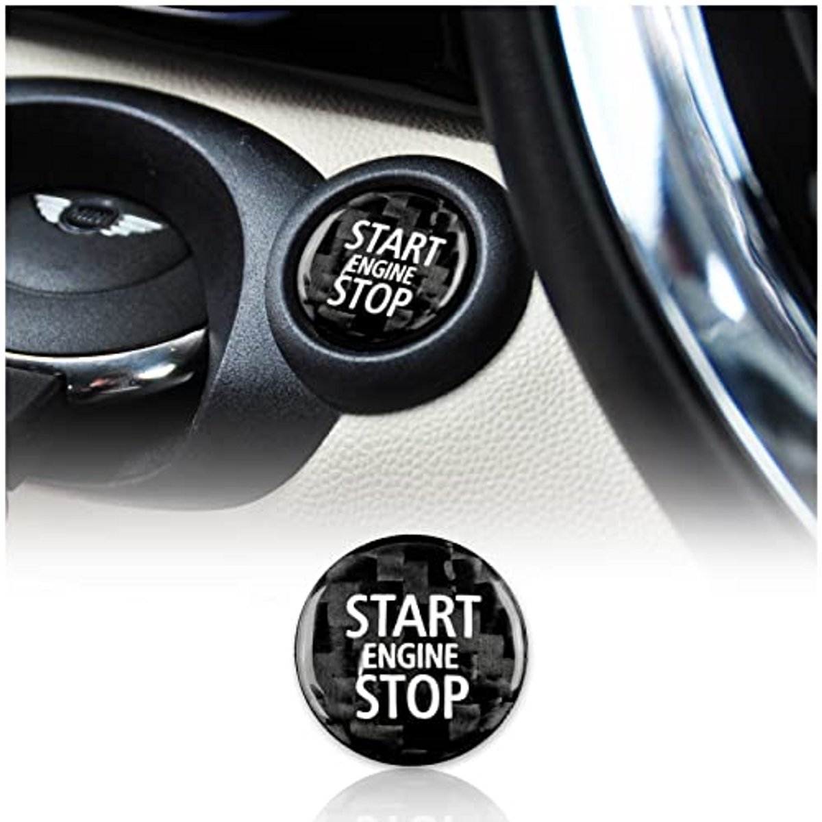 Carbon Fiber Start-Stop Knop Bedekking voor Mini Cooper - Luxe Auto Accessoire
