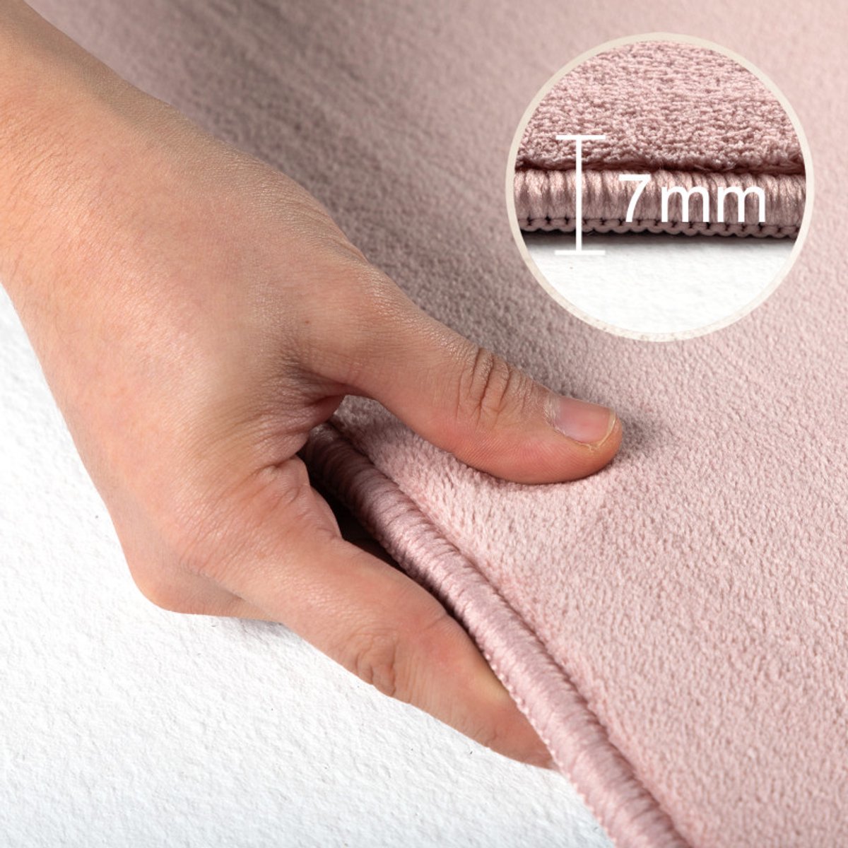 Effen vloerkleed Sky wasbaar 240 x 340 cm Roze tapijt