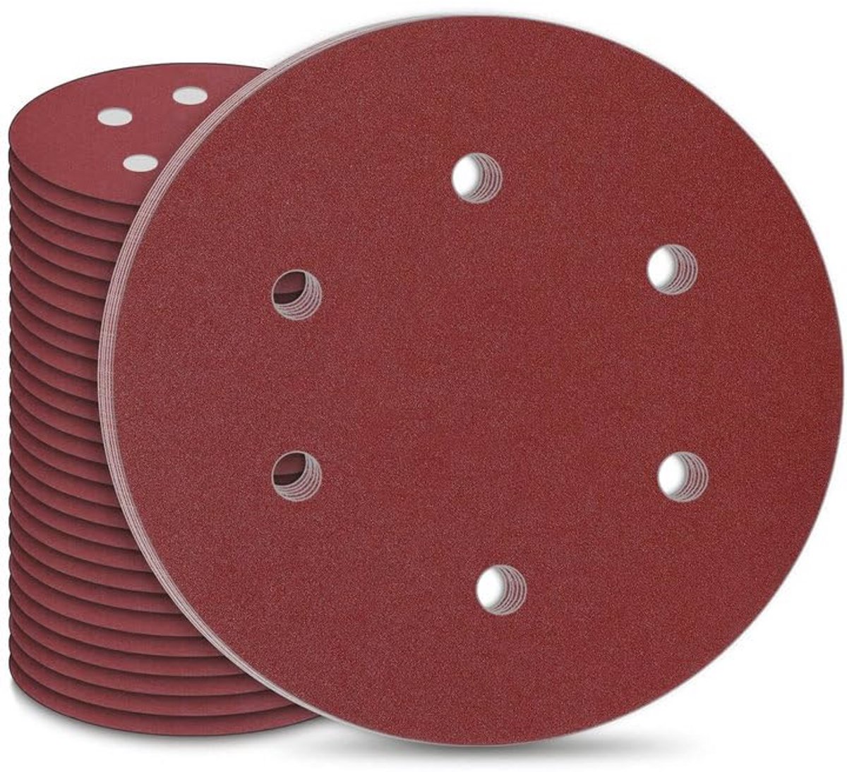 30 Stuks 225mm Schuurschijf - Schuurpapier Rond met 6 Gaten voor Wand- en Plafondschuren