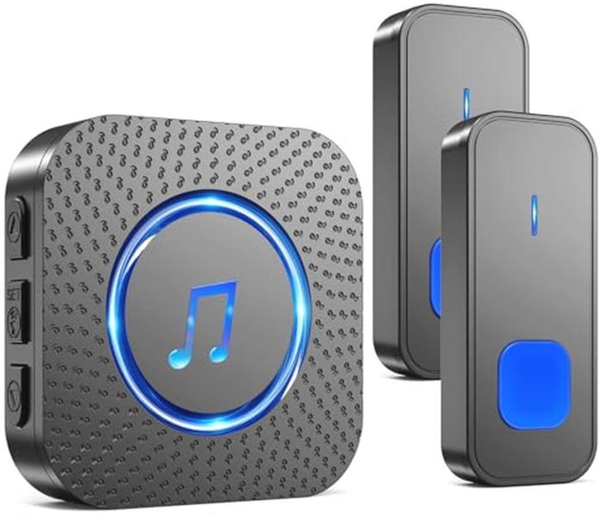 Draadloze Deurbel met 400M Bereik en Waterdichte Constructie, 2 Zenders, 55 Melodieën, LED-Display, Plug-in en Batterij Voor Buiten