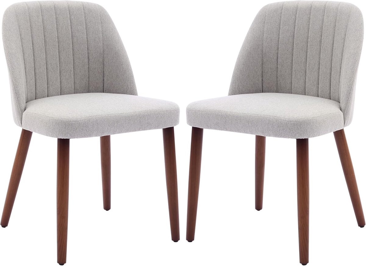 HoerFuriy - Eetkamerstoelen set van 2 - Grijs - Stof - Mid‑century modern