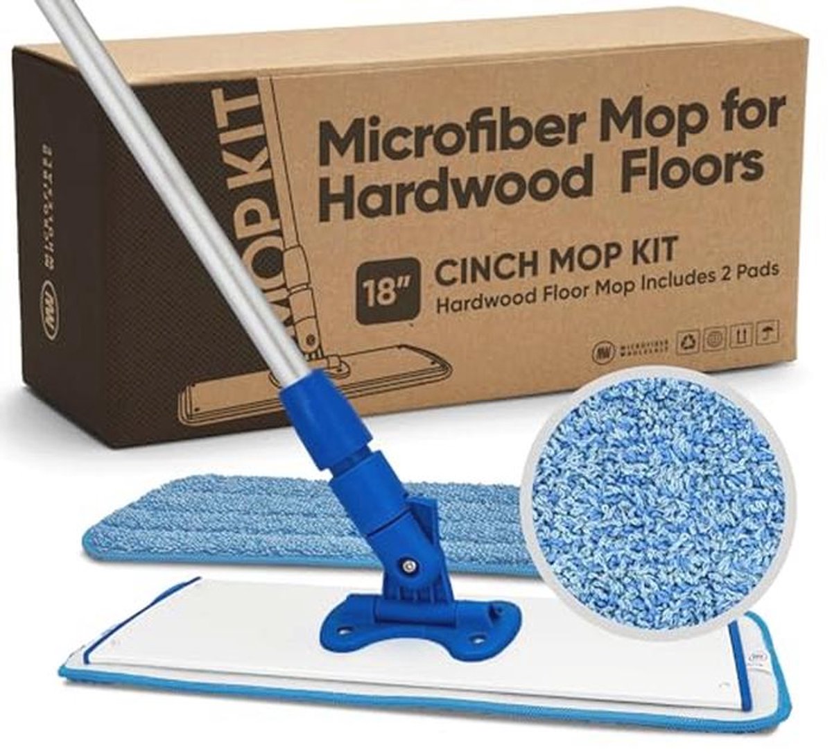 Microvezel Dweilmop voor Hardhouten Vloeren - Plat Dweilsysteem met Herbruikbare Pads