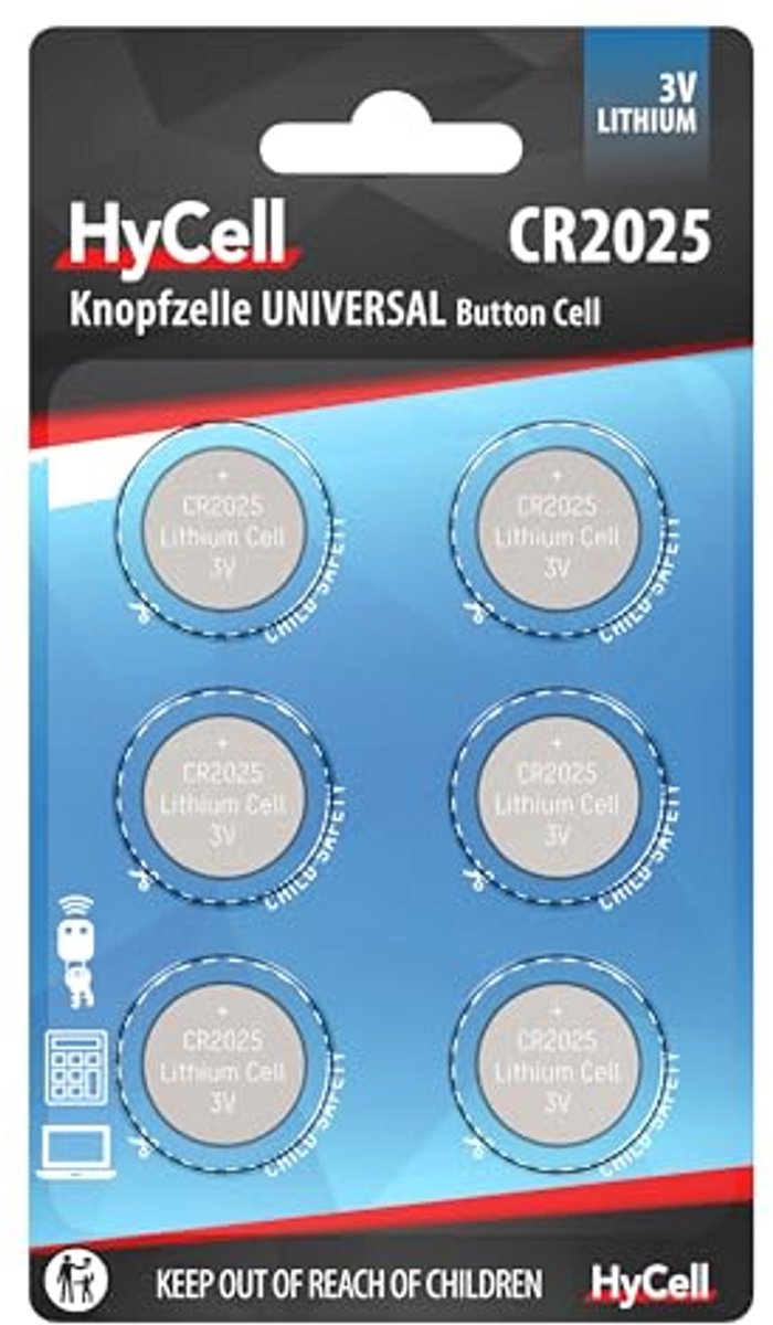 Lithium Knoopcel CR2016 voor Garagedeuropener en Alarminstallatie - 6 Stuks