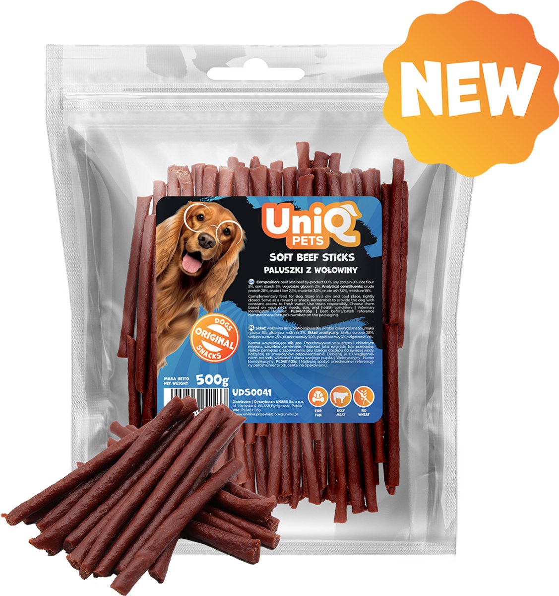 UniQ PETS Zachte 100% Rund Sticks - 500g - Hondensnacks - Hondensnoepjes - Puppy snoepjes - Beloningssnoepjes - Kauwsticks - Training - Hond