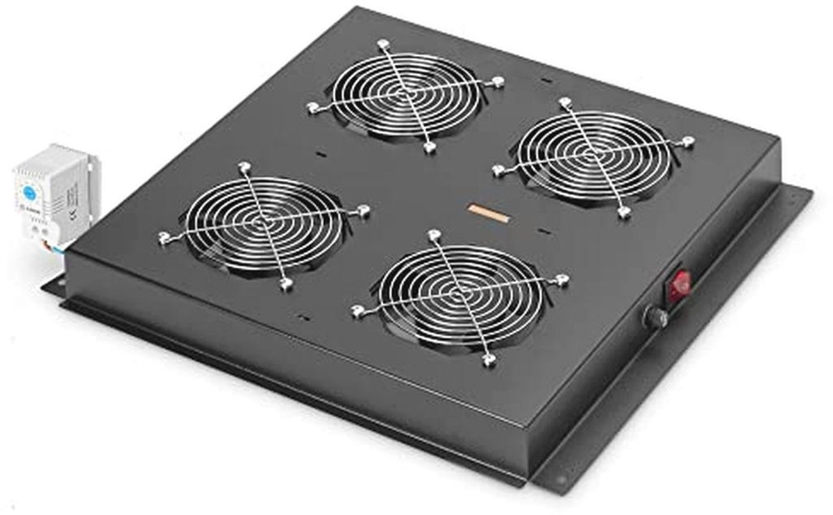Dakventilatoreenheid voor netwerk- en serverkasten - 4 ventilatoren en thermostaat